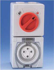 Industrial isolator switch socket 4 pin combination 40a IP66