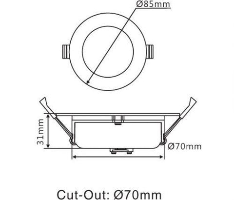 3A DL1270/SCH/6000K Round Recessed Led Downlight, 10 W